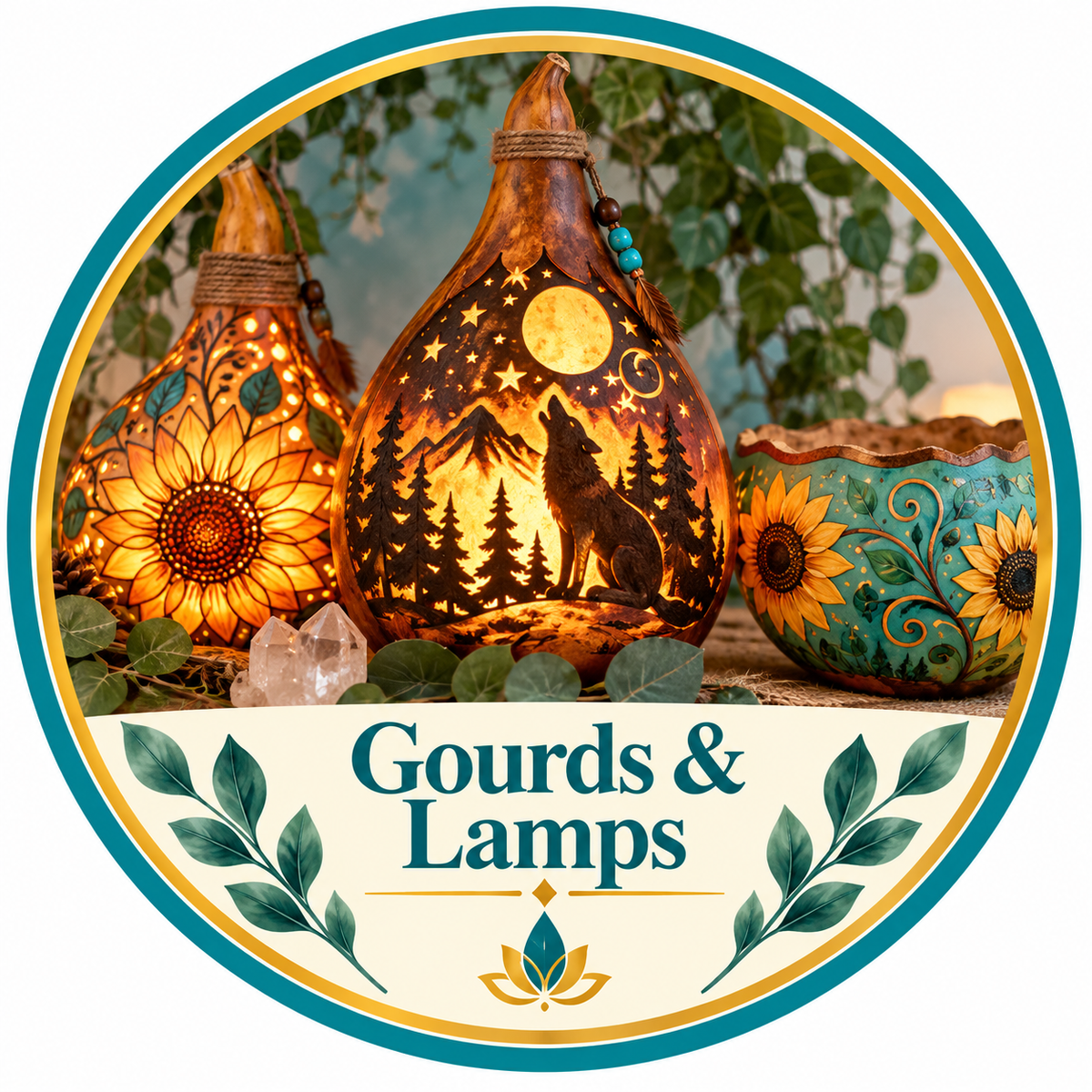 Gourd Lamps and bowls
